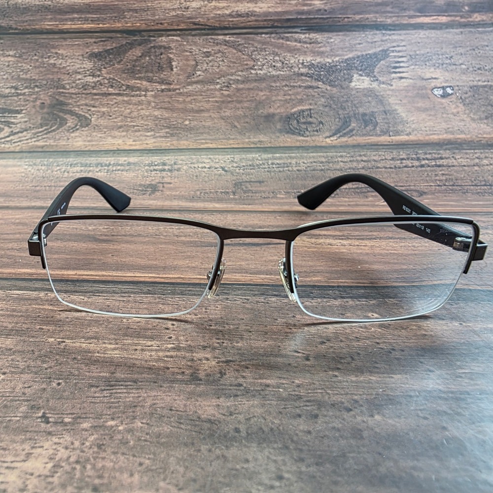 Ray-Ban RB 6331 2620 Gunmetal Black Semi-Rimless Rectangular Eyeglass 52-19-140